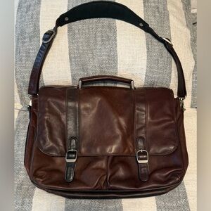 Samsonite Brown Leather Shoulder Carrying Briefcase 
Messenger Bag Soft Vtg